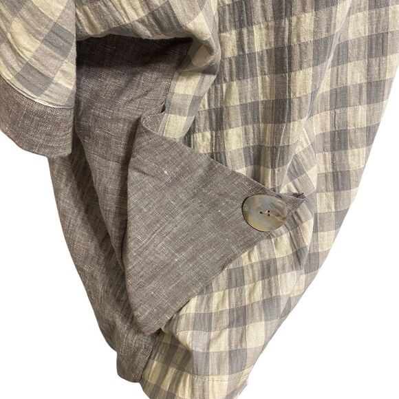 Moonlight Y&S Fashion Linen Tunic M Gray Plaid Oversized Boho Lagenlook Artsy - Picture 5 of 11
